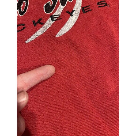 Vintage Ohio State Buckeyes Sweater Mens L Red B Wear Sweatshirt Embroidered USA - Picture 4 of 8